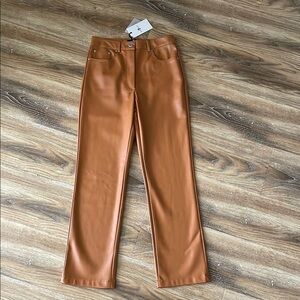 7 For All Mankind Black Faux Leather Straight Leg Pants NWT Style 81389